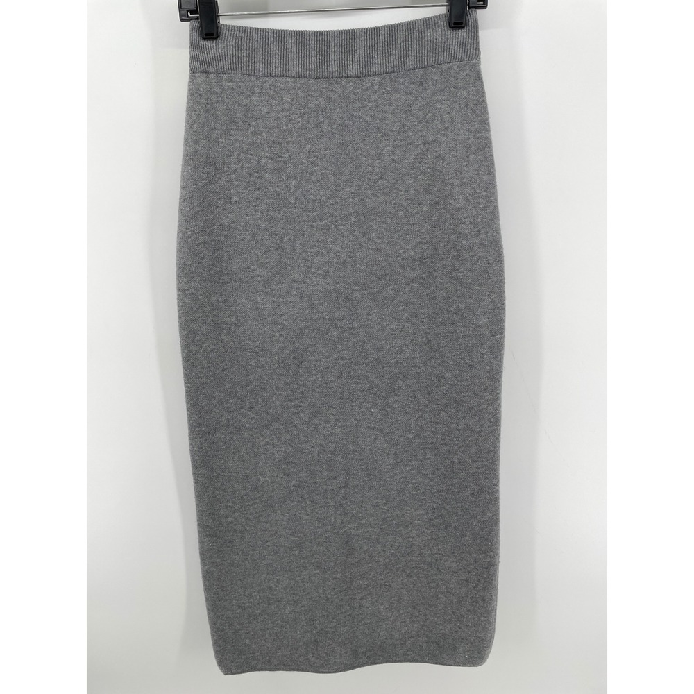 Knit Midi Sweater Skirt Womens Small Grey Dark Academia Office Career Neutral